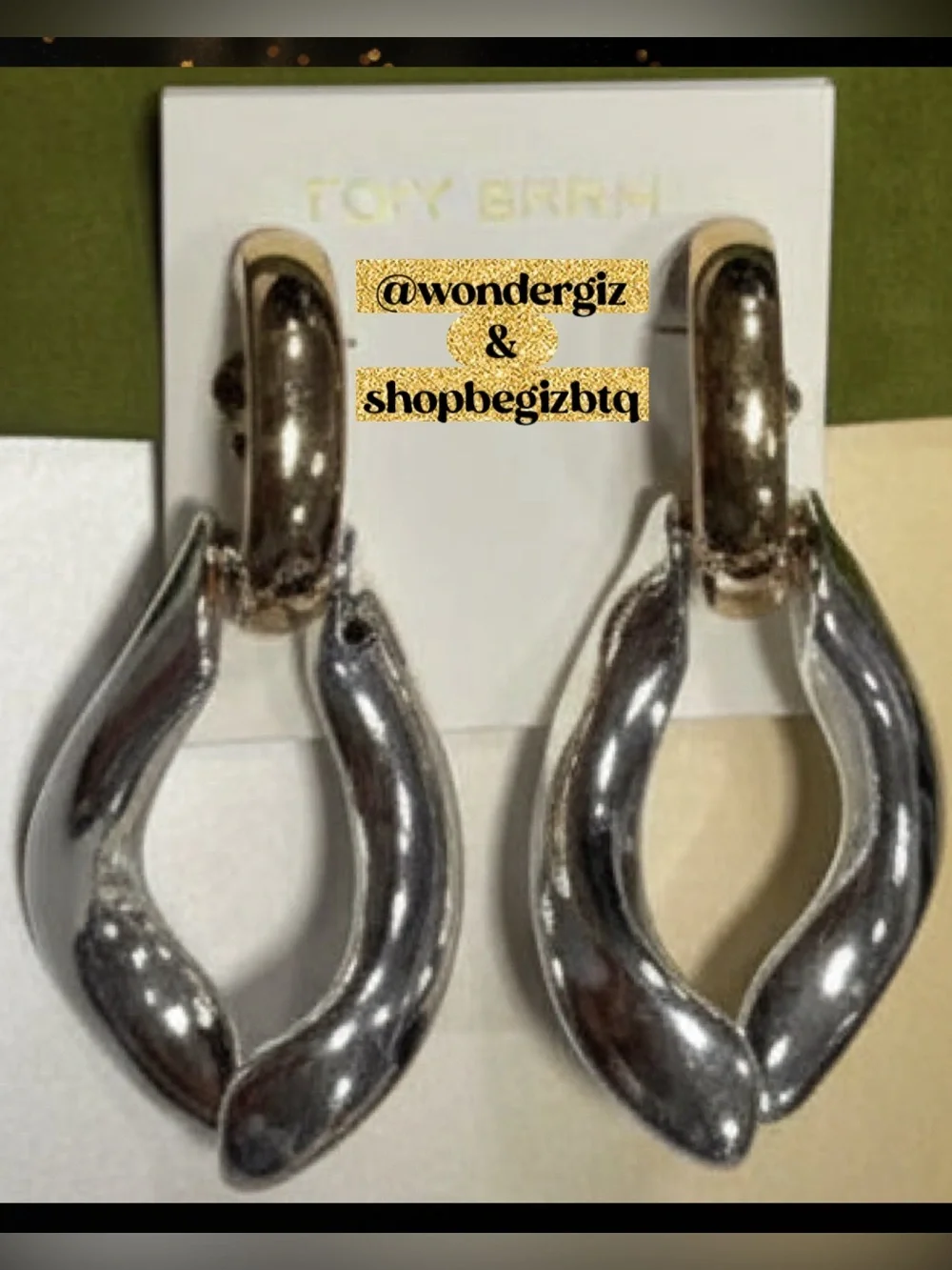 Authentic Bold Statement Wishbone Earrings Gold & Silver Polished NWT